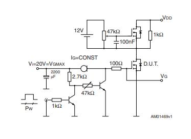 STP55NF06-Gate charge test circuit